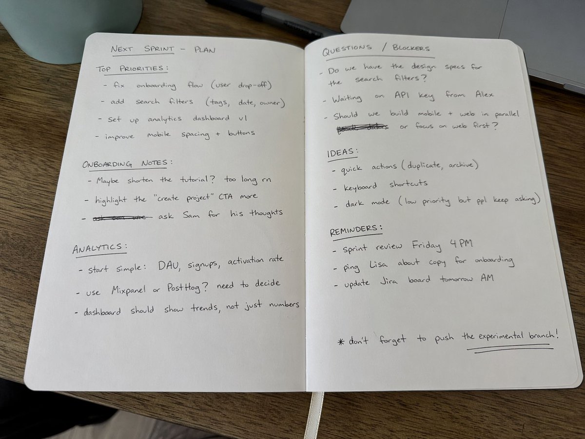 手写笔记 - 自然光照下的圆珠笔手写记录